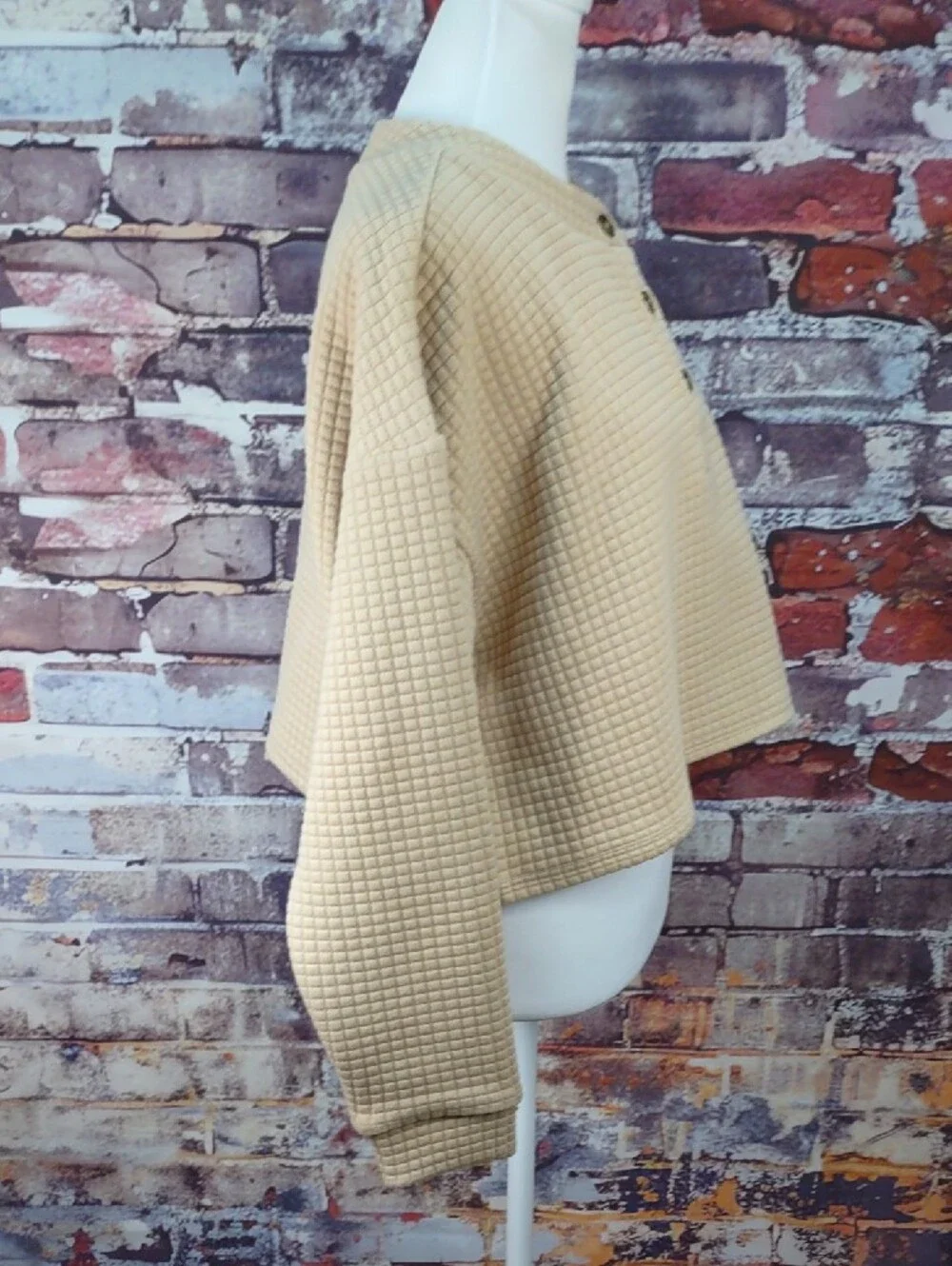 Cropped Waffle Henley Cropped Top
